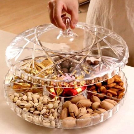 طبق تسالى مدور بالغطاء كريستال   طبق تسالى بونبونيره