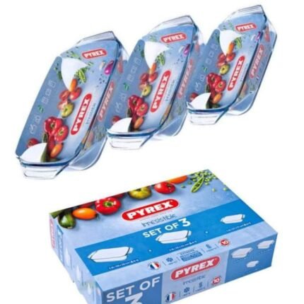 طقم طاجن بيركس حراري مربع فرنساوي 3ق