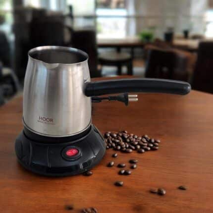 غلاية كهربائية محمولة ماركة حور 1000 وات من الستانلس ستيل لصناعة القهوة التركية – سعة 800 مل