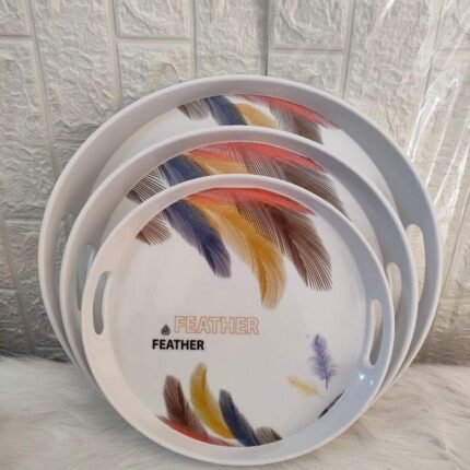 طقم صواني تقديم ميلامين 3 قطع 💪 خامة مستورده تقيلة ومحملة 🌍 خامات مستوردة عالية الجودة 💯 شكل أنيق يتحمّل معاك الشغل الكتير ✅ ينفع للضيافة، السفرة، والمناسبات