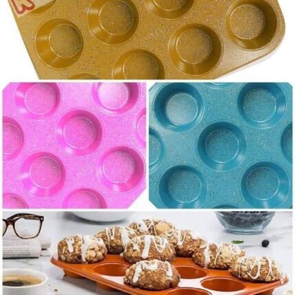 صبنيه الكب كيك جرانيت 12 قطعة بألوان متنوعة