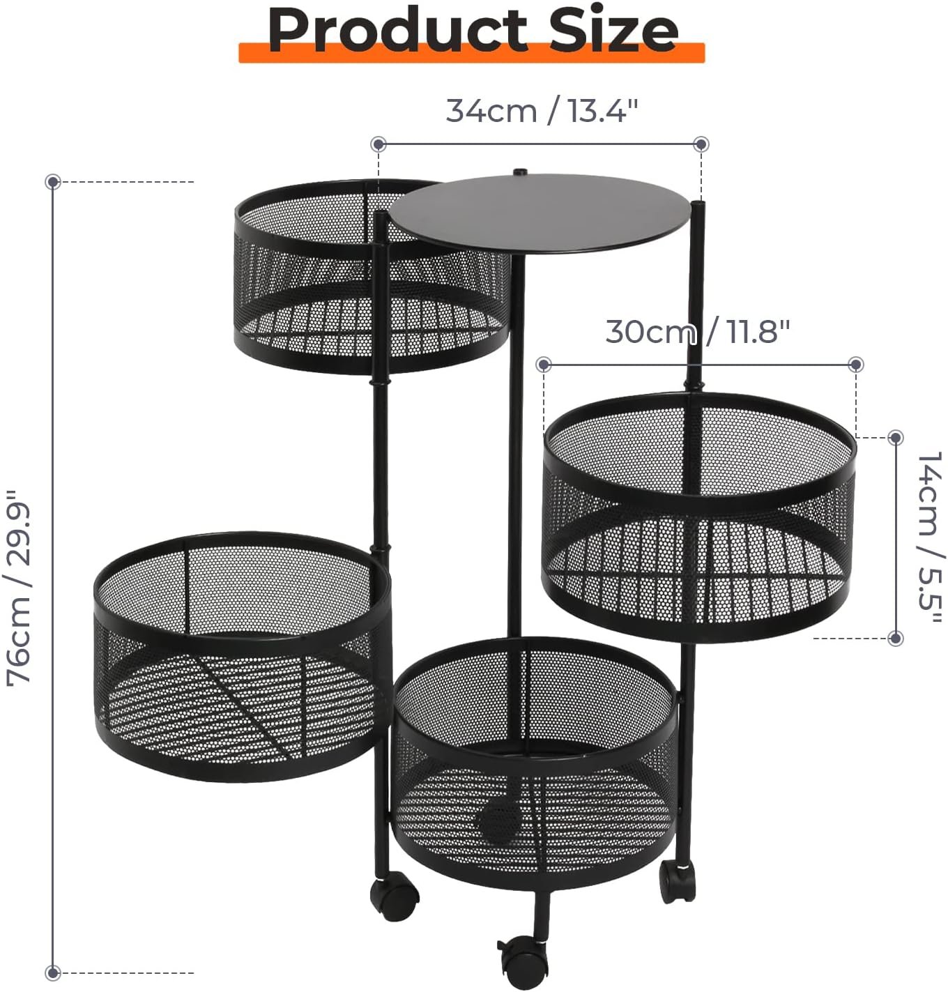 شانون تخزين دوّار متعدد الوظائف – 4 طبقات على عجلات، - الصورة 3