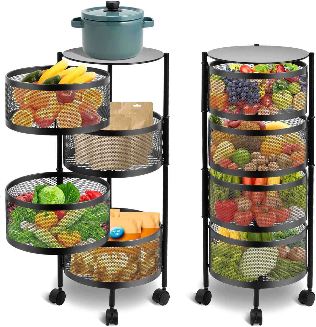 شانون تخزين دوّار متعدد الوظائف – 4 طبقات على عجلات،