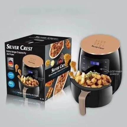 قلاية هوائية كهربائية سيلفر كريست، 6 لتر – 2400 واط حلك للأكل الصحي والمقرمش بدون زيت